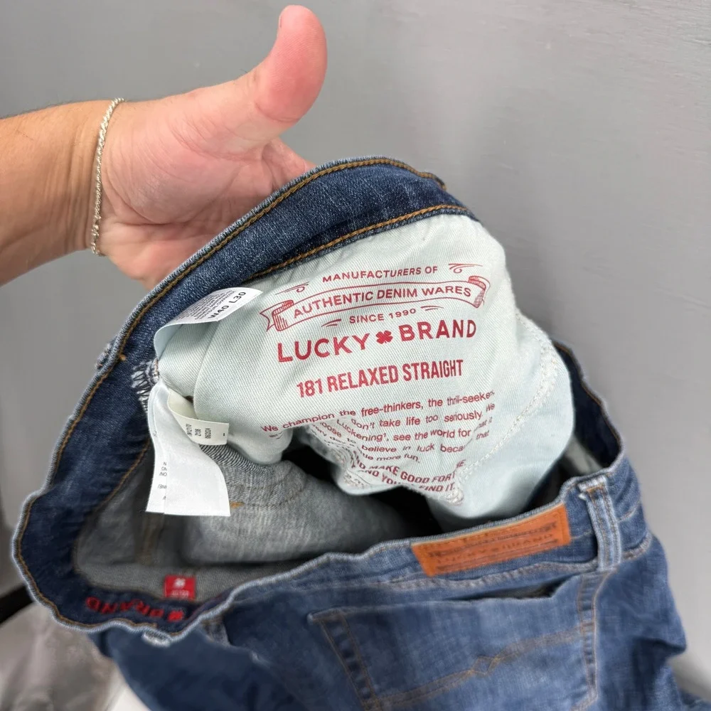 Lucky Brand 181 Relaxed Straight Jeans Blue Denim 40 x 30